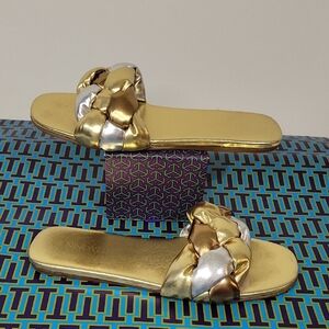 Nine West Gold and Silver Women's Braided Sandals